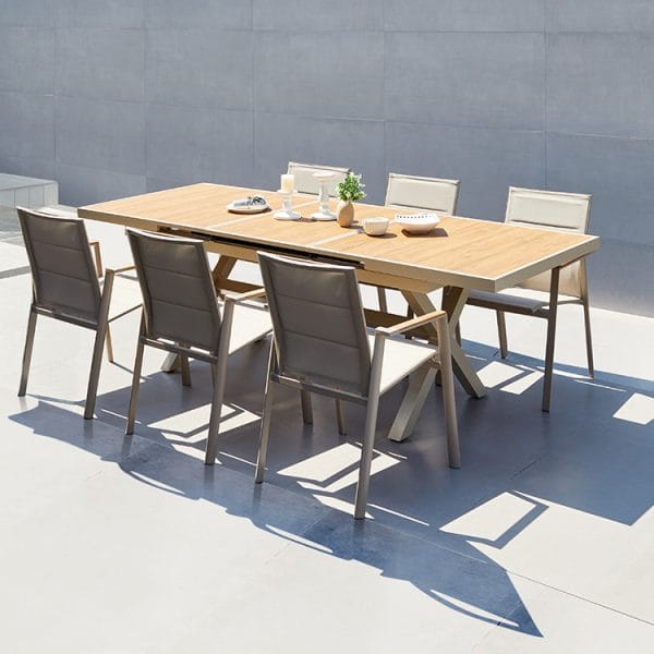 DERBAL Outdoor Banquet Chairs and Table Set - Waterproof Aluminum and Rope Design for Stylish Outdoor Dining