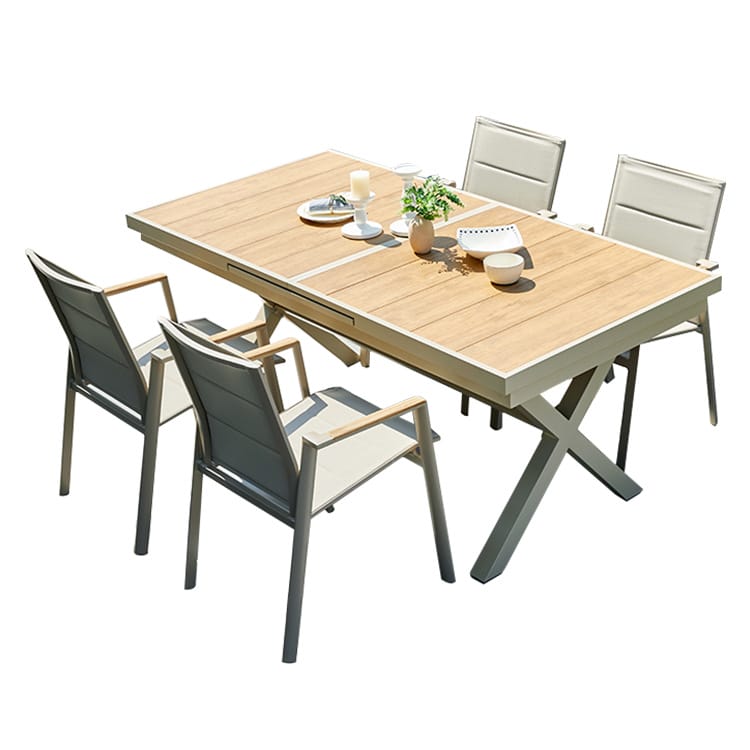 DERBAL Outdoor Banquet Chairs and Table Set - Waterproof Aluminum and Rope Design for Stylish Outdoor Dining