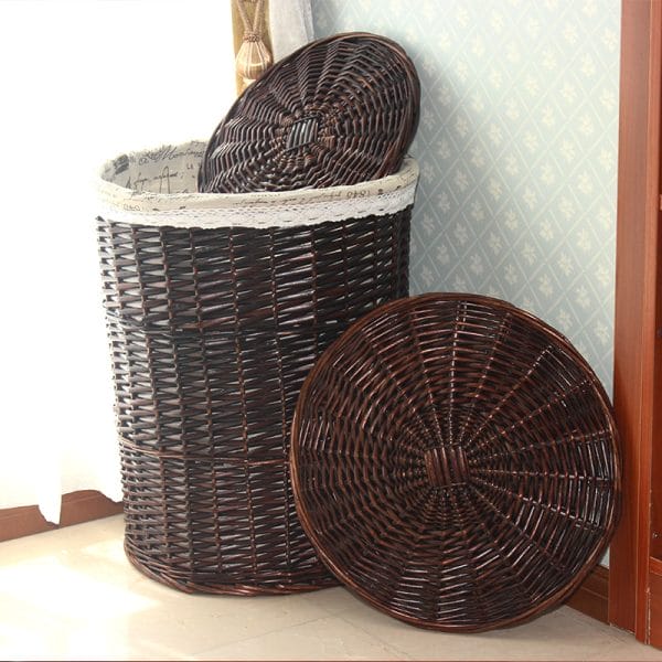 Dirty Clothes Basket Hotel Resort Storage Basket Storage Bucket Vine Weaving Dirty Clothes Basket Laundry Ba (9)