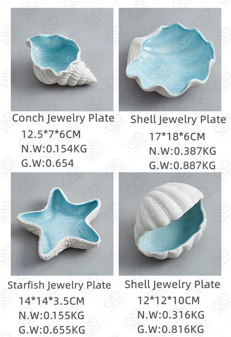 Starfish Jewelry Dish Tray Ceramic Ring Holder for Jewelry Trinket Tray Candy Dishes Jewelry Tray