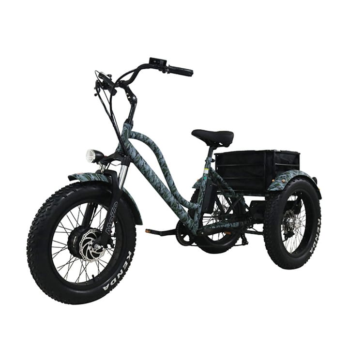 E-Tricycle 20 Inch Fat Tire Tricycles Triciclo Electric Trike 500W Tricycle Three Wheels Adult Cargo Electric Bike With Basket