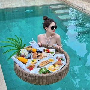 Floating Swimming Pool Tray PE Rattan Tray For Hotel Deluxe