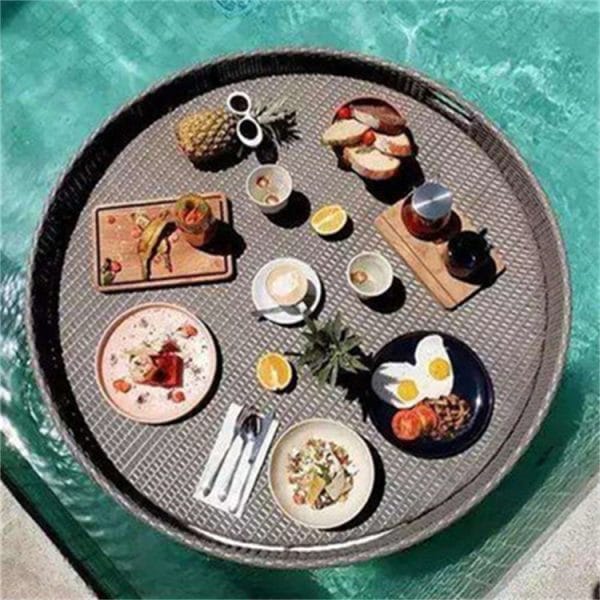 Floating Swimming Pool Tray PE Rattan Tray For Hotel Deluxe