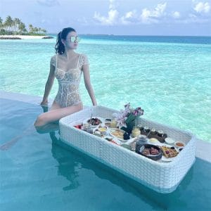 Floating Swimming Pool Tray PE Rattan Tray For Hotel Deluxe