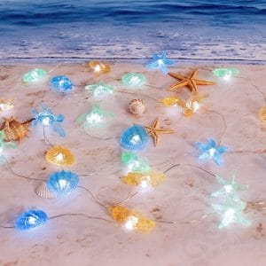 Nautical Beach Decor led String Lights Sea Shells Under The sea Coastal Ocean Theme Decorations