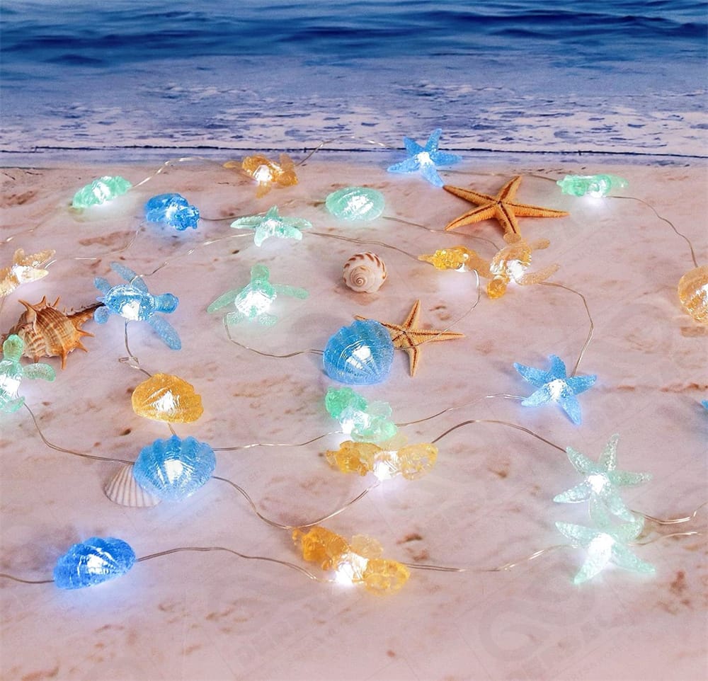 Nautical Beach SeaDecor led String Lights Shells Under The sea Coastal  Ocean Theme Decorations - DERBAL