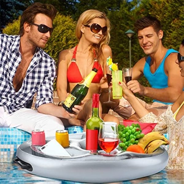 Pool Drink Holder Floats Inflatable Floating Drink Holder Pool Floats Bar Floating Pool Tray for Food and Drinks Beer Wine Fun Drink Float for Swimming Pool Party Beach Accessories