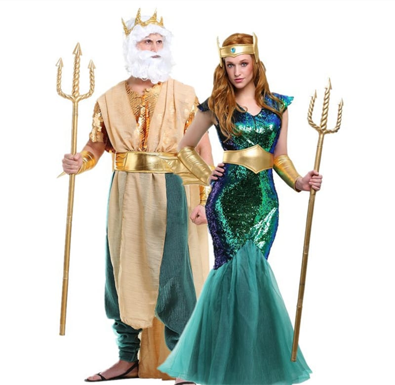 Halloween New Couple Sea King Ancient Egyptian Cleopatra Pharaoh Costume Queen Performance Costume