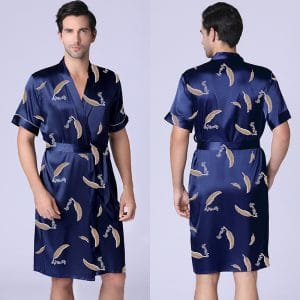 Ice Silk Pajamas Short sleeved  Loungewear Bathrobe