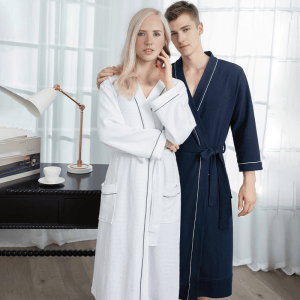 Kimono Homewear SPA Solid Color Waffle Hotel Unisex Polyester Waffle Robes Bathrobe China Manufacturer