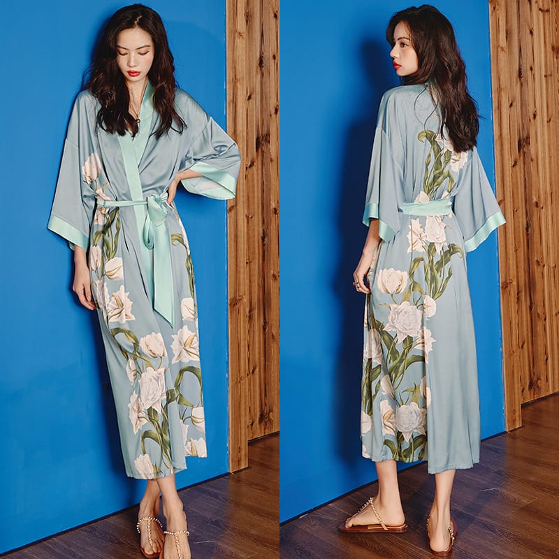 Light Luxury Short Sleeve Cool Feeling Nightgown Bathrobe for Maldives Resorts
