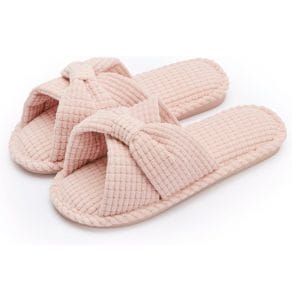 Slippers for Women Memory Foam House Slides for Woman Home Bedroom Bathroom Spa Wedding Travel Hospital Open Toe Corduroy Slippers