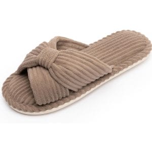 Slippers for Women Memory Foam House Slides for Woman Home Bedroom Bathroom Spa Wedding Travel Hospital Open Toe Corduroy Slippers