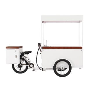 Solar mobile electric ice cream push cart used with freezer