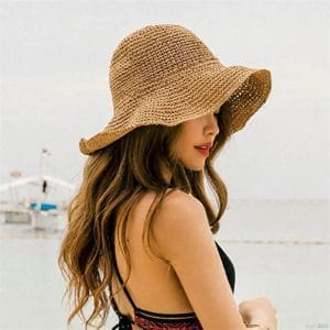 Women Soft Straw Hat Wide Brim Beach Sun Cap Wholesale Foldable Lady Floppy Paper Braided Trave Hat