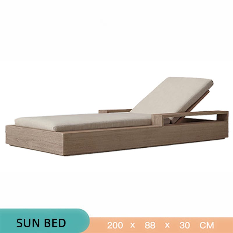 Outdoor Teak Wood Sun Bed Lounge – Unwind in Coastal Comfort