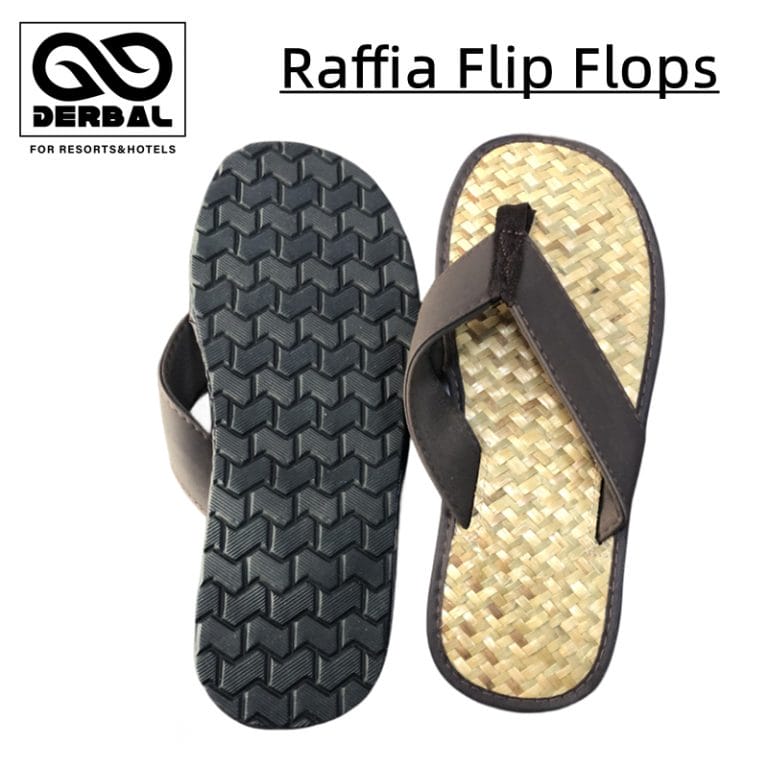 Raffia Rubber Flip Flops Hotel Straw Slippers - DERBAL