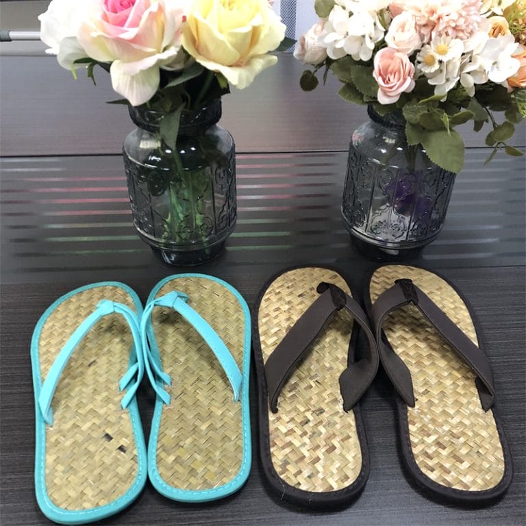 Raffia Rubber Flip Flops Hotel Straw Slippers - DERBAL