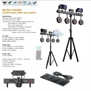 COB 4 Par System light stand 126w led dj laser lights