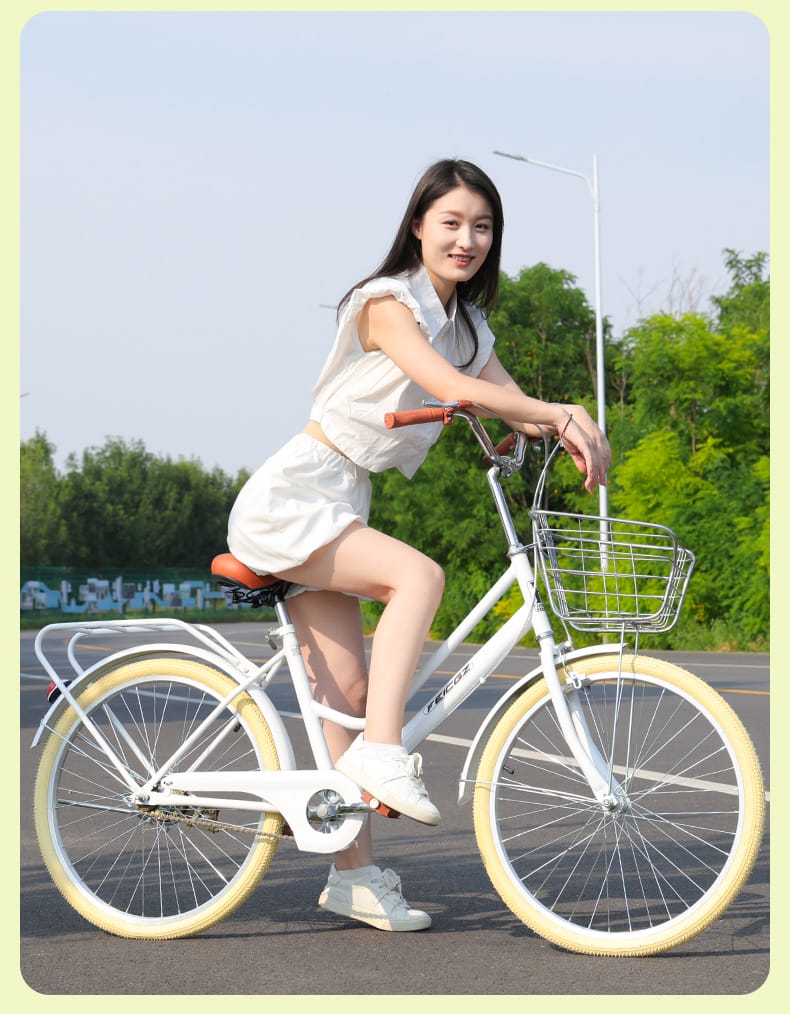 Beautiful Lady Rides an Bike