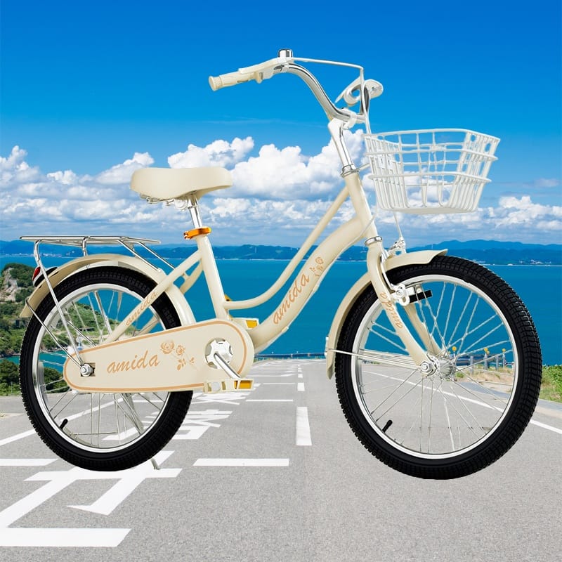 Beige Color Kids Bike On Road