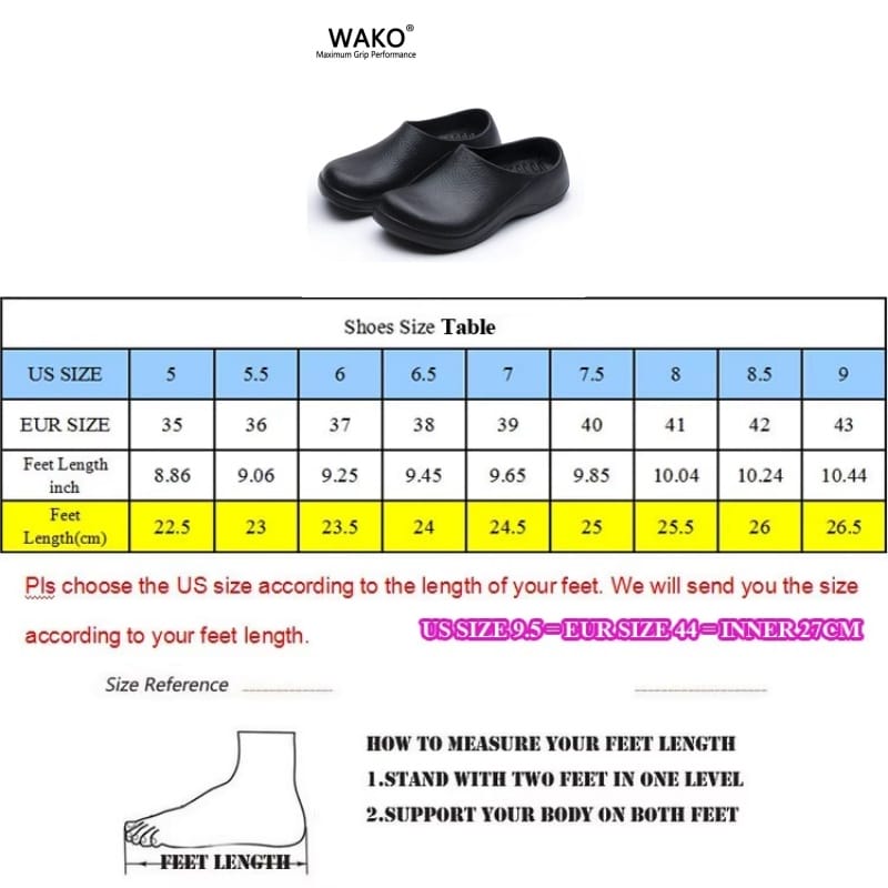 Chef Shoes Size Chart