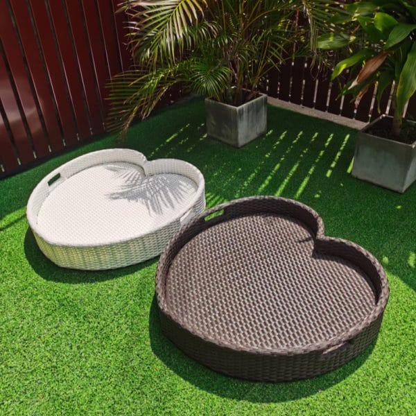 Heart Design Serving Tray PE Rattan Floating Tray