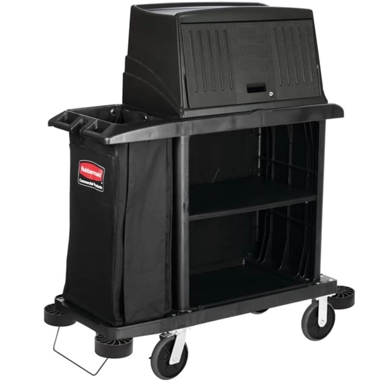 Rubbermaid FG619000BLA Compact Housekeeping Cart with Top Cocer