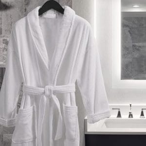 White Hotel Robe with Shawl Collar