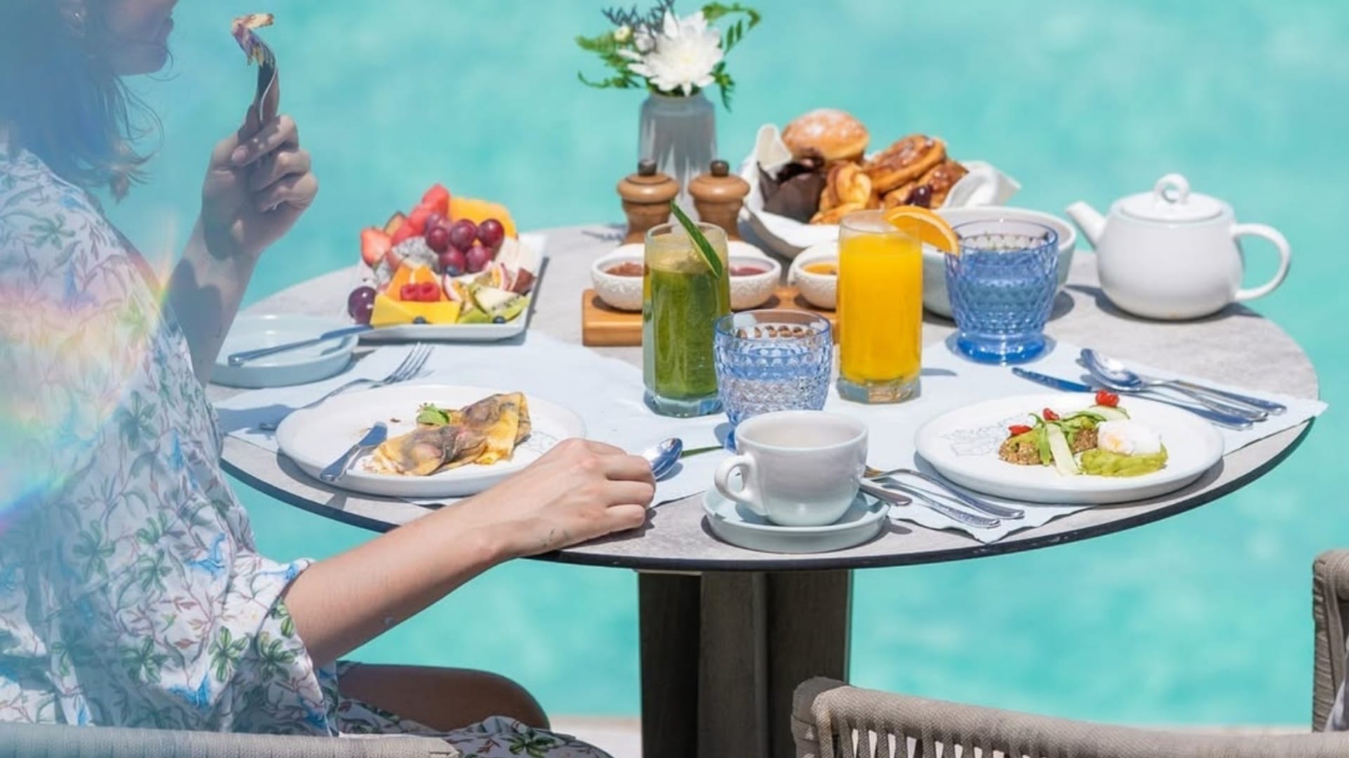 Hotel Dining Table and ceramics