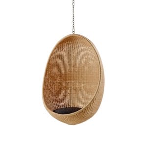 Easy-to-replace cushion and chain components for hotel poolside hanging chairs, tested at Coral Haven Maldives