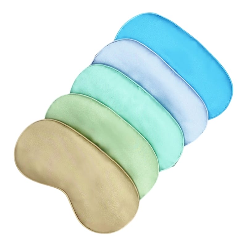 Contoured satin eye mask blocking all light, soft silk fabric, hotel room sleep aid, anti-aging eye care