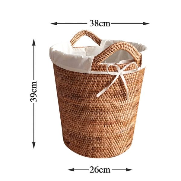 Smooth-edged rattan container with cartoon animal motifs