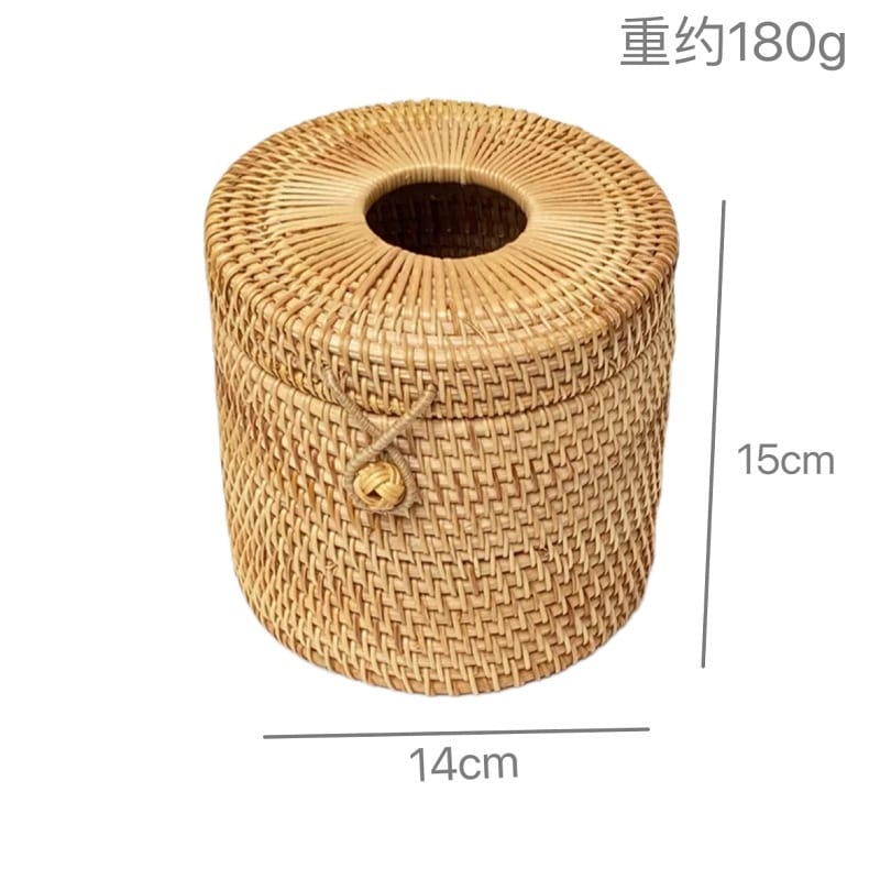 Smooth-edged rattan container with cartoon animal motifs