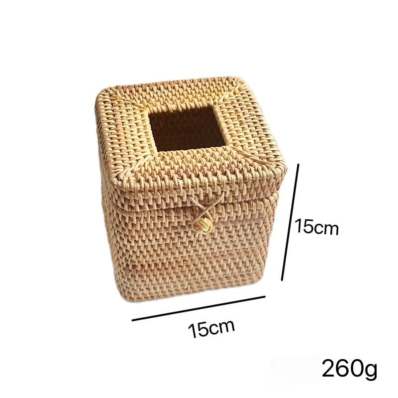 FSC-certified rattan box with seed paper branding insert