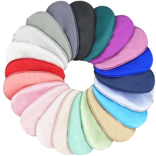 Green satin eye mask with biodegradable buckle, GRS-certified, hotel bulk order, sustainable travel accessory