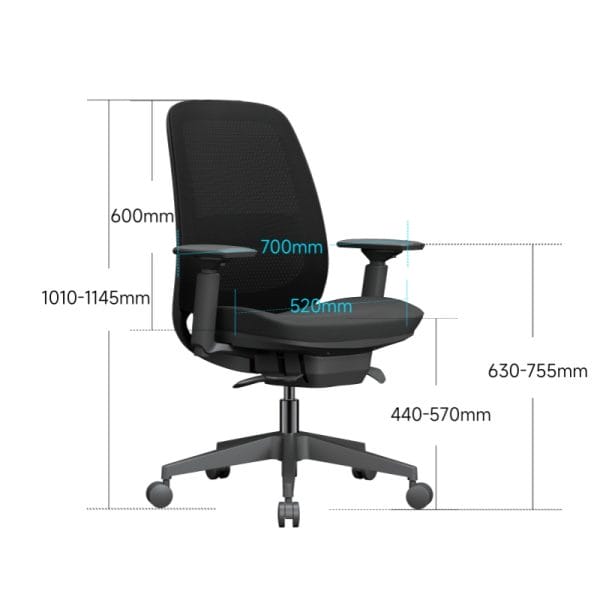 Foldable Armrest Ergonomic Hotel Chair - Mesh Back and Adjustable Height