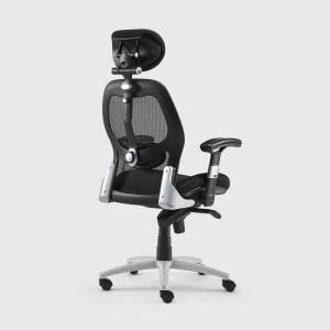 Ergonomic office chair with anti-fatigue mesh backrest in tropical resort office