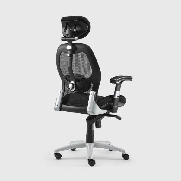 Ergonomic office chair with anti-fatigue mesh backrest in tropical resort office