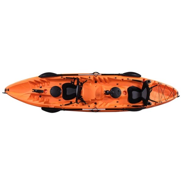 Family-sized kayak with stainless steel hardware and child safety straps. Tested at Seychelles’ Six Senses Zil Pasyon.