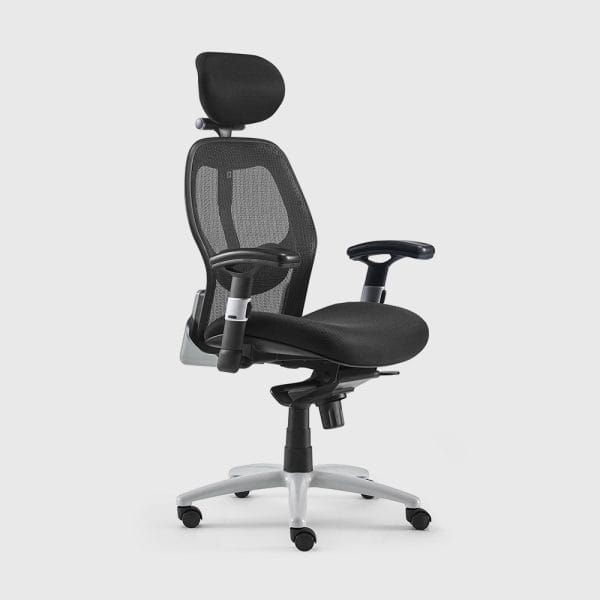 Ergonomic office chair in hotel conference room with adjustable lumbar support and breathable mesh backrest