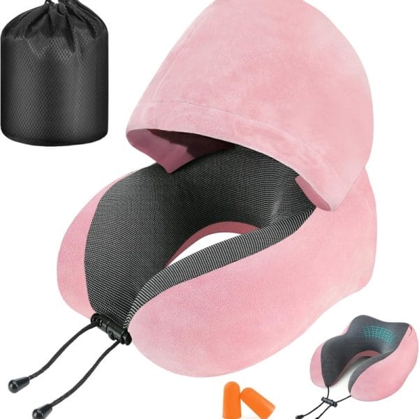 travel neck pillow with ergonomic design for airplane seats and office chair support