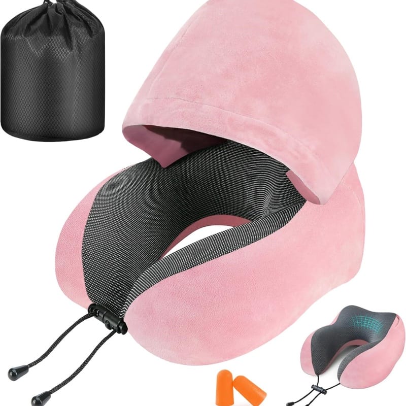 travel neck pillow with ergonomic design for airplane seats and office chair support