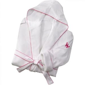 Velaa Private Island Guest Using Microfiber Robe by Poolside