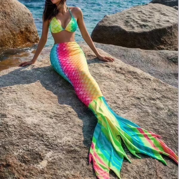 Therapist guiding patient through water exercises using ergonomic swimmable mermaid tail