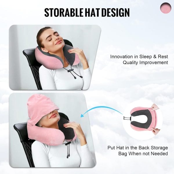 travel pillow with adjustable straps and memory foam filling for airplane comfort