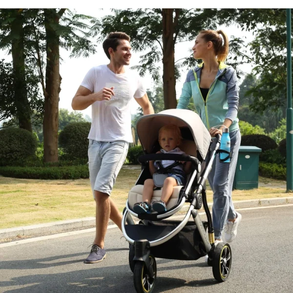 Compact Babyruler Stroller stored in airplane cabin overhead bin, travel-friendly design