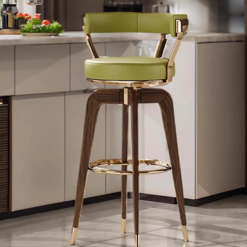 Maldives resort-branded bar stools with floral engravings on tropical beach