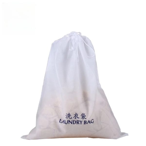 Spa laundry bag with water-resistant lining, protects linens from essential oils
