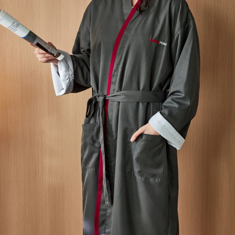 Elegant kimono cut of Luxury Double Layer Hotel Bathrobe flowing effortlessly over the body.